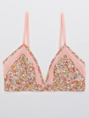 Aerie Shine Triangle floral bralette size large